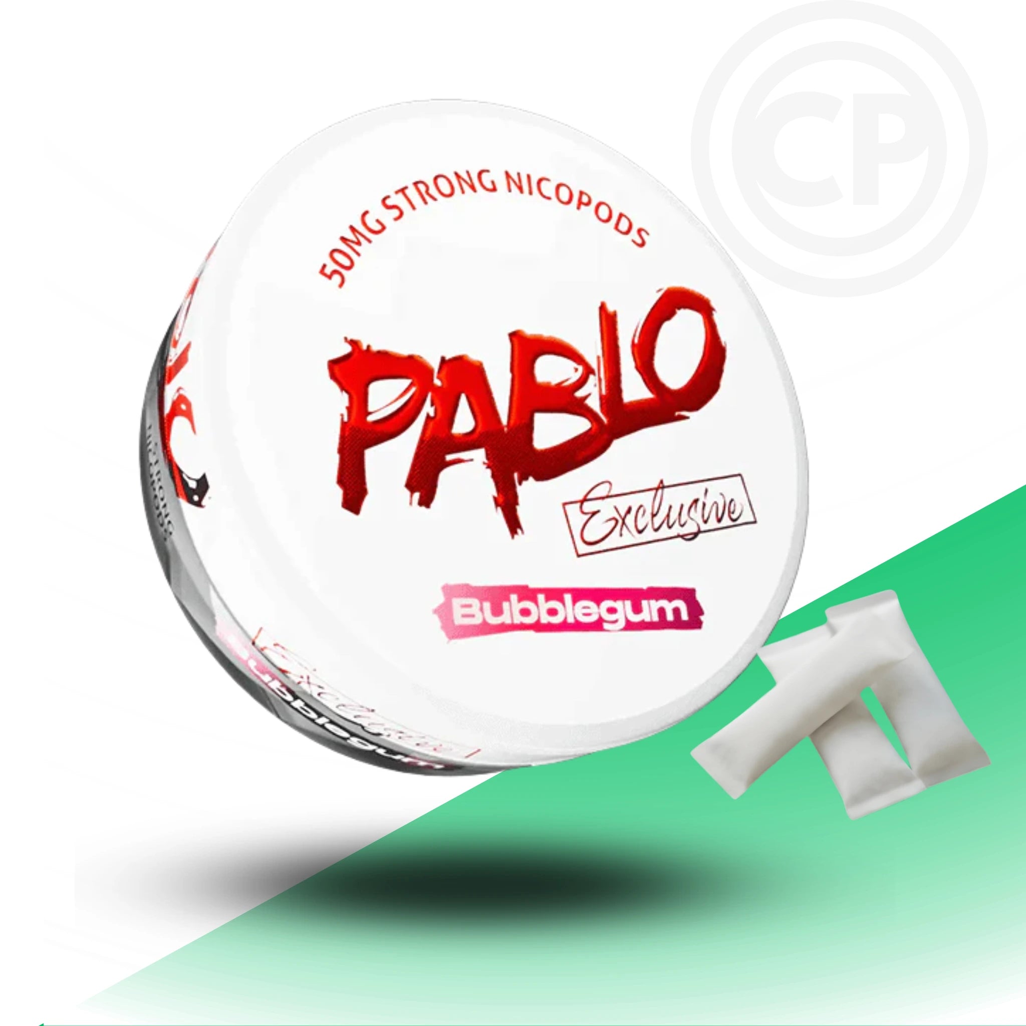 Pablo bubblegum product with red text on a white background