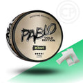 Pablo Gold Edition nicotine pouches container with kiwi flavor on a green and white background